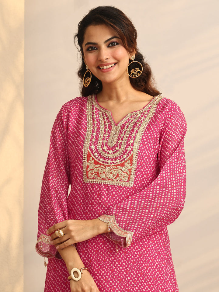 Libas Art Printed Chinon Straight Suit Set With Dupatta