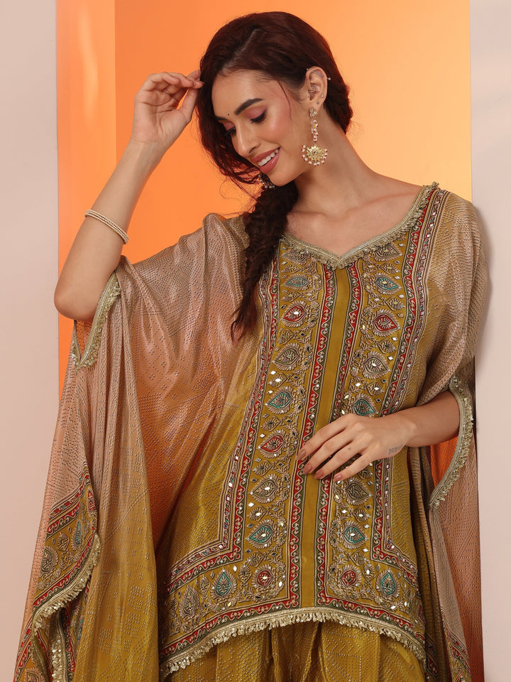 Mustard Embellished Crepe Co-Ord Sets