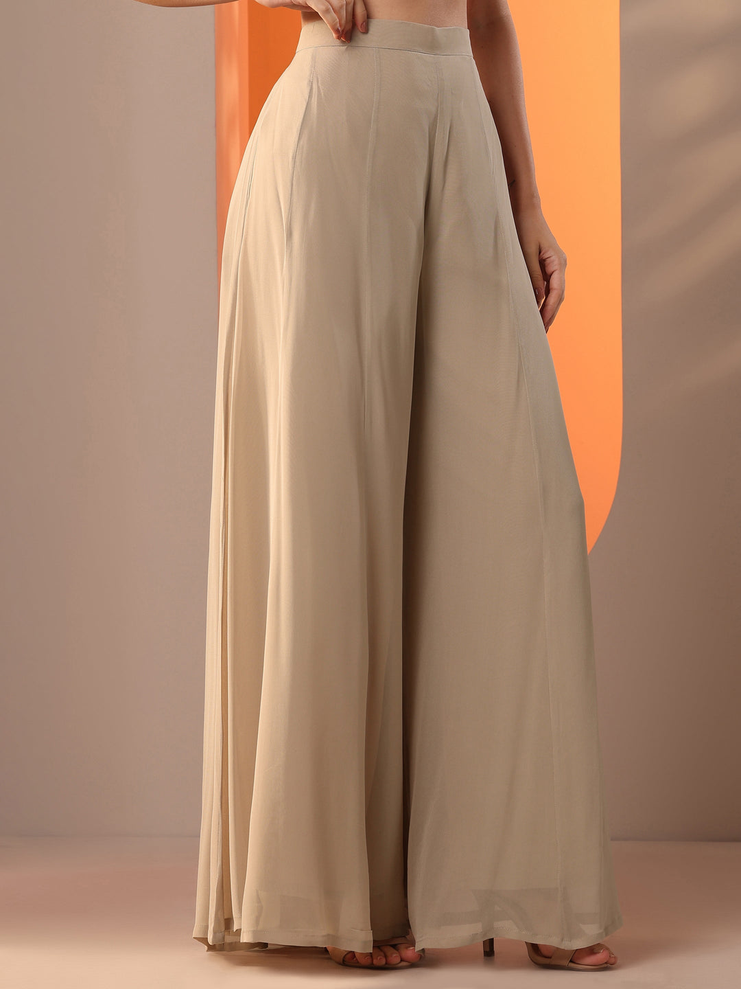 Tan Embellished Georgette Straight Suit Set With Dupatta