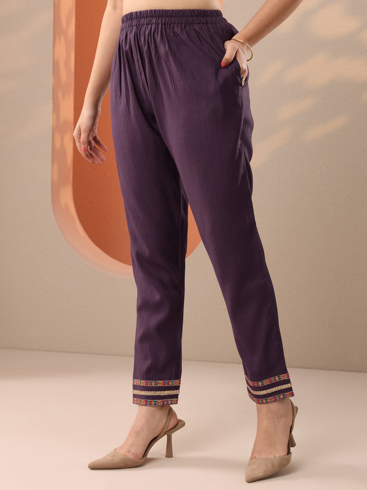 Purple Printed Silk Blend Straight Suit Set With Dupatta