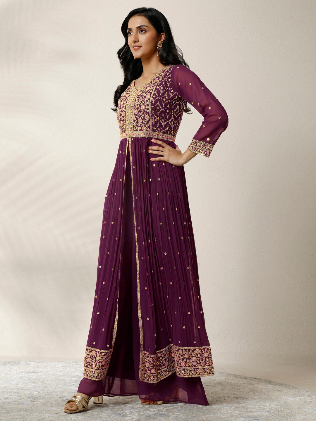 Libas Art Embroidered Georgette Anarkali Suit Set With Dupatta