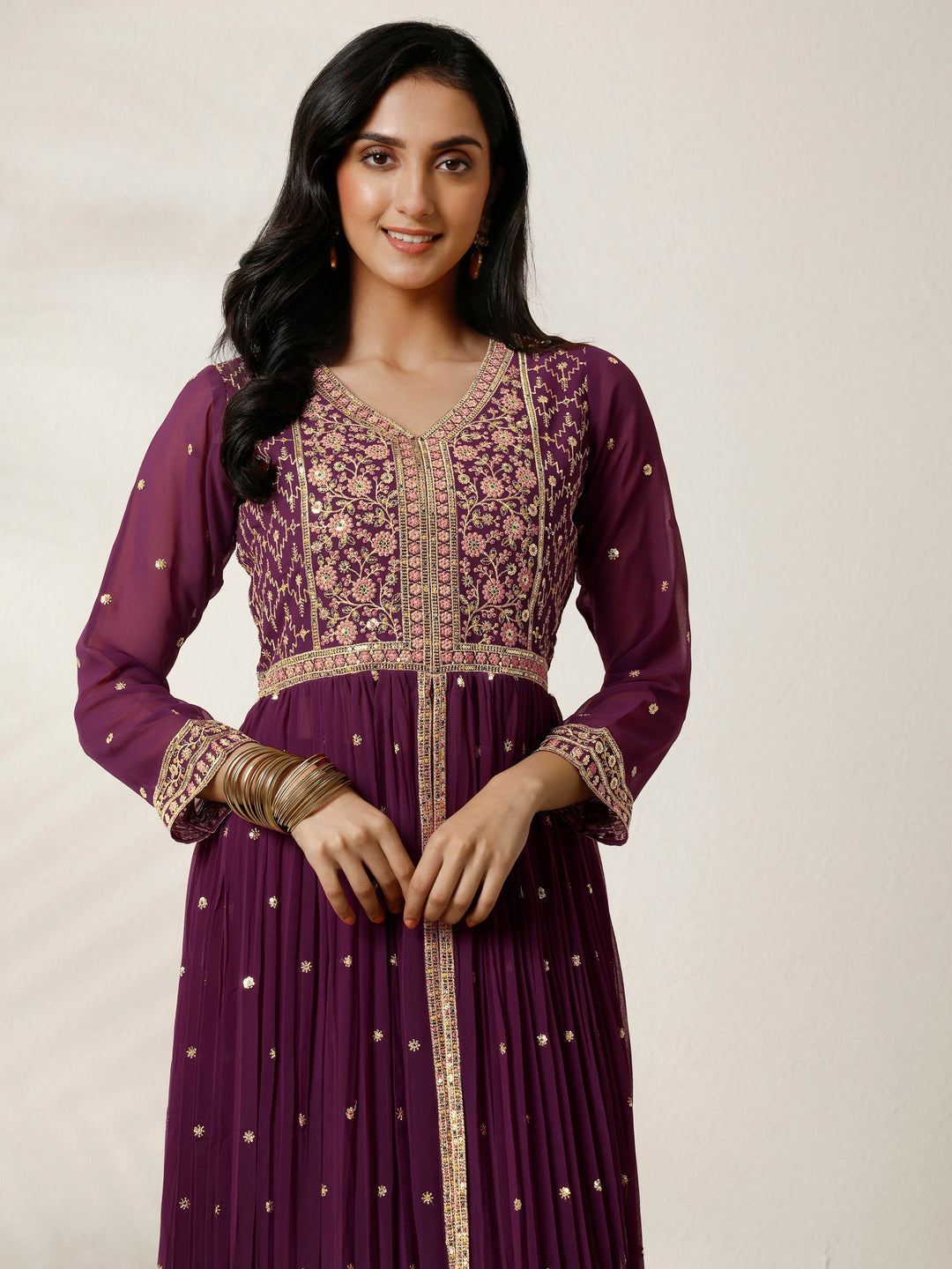 Libas Art Embroidered Georgette Anarkali Suit Set With Dupatta