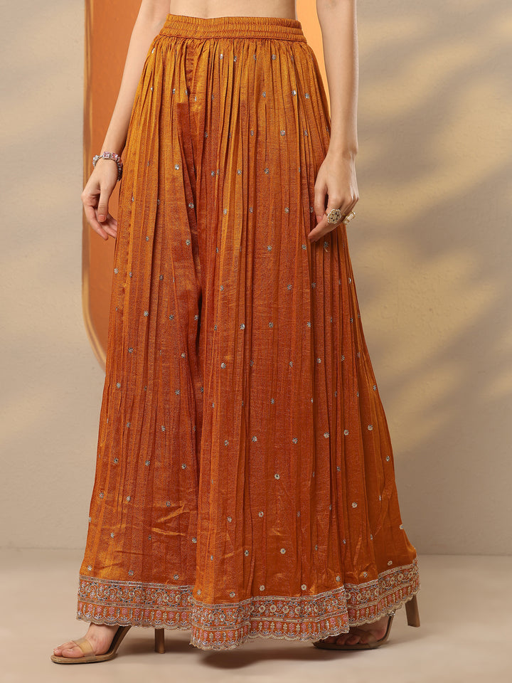 Libas Art Mustard Embroidered Silk Blend Straight Suit Set With Dupatta