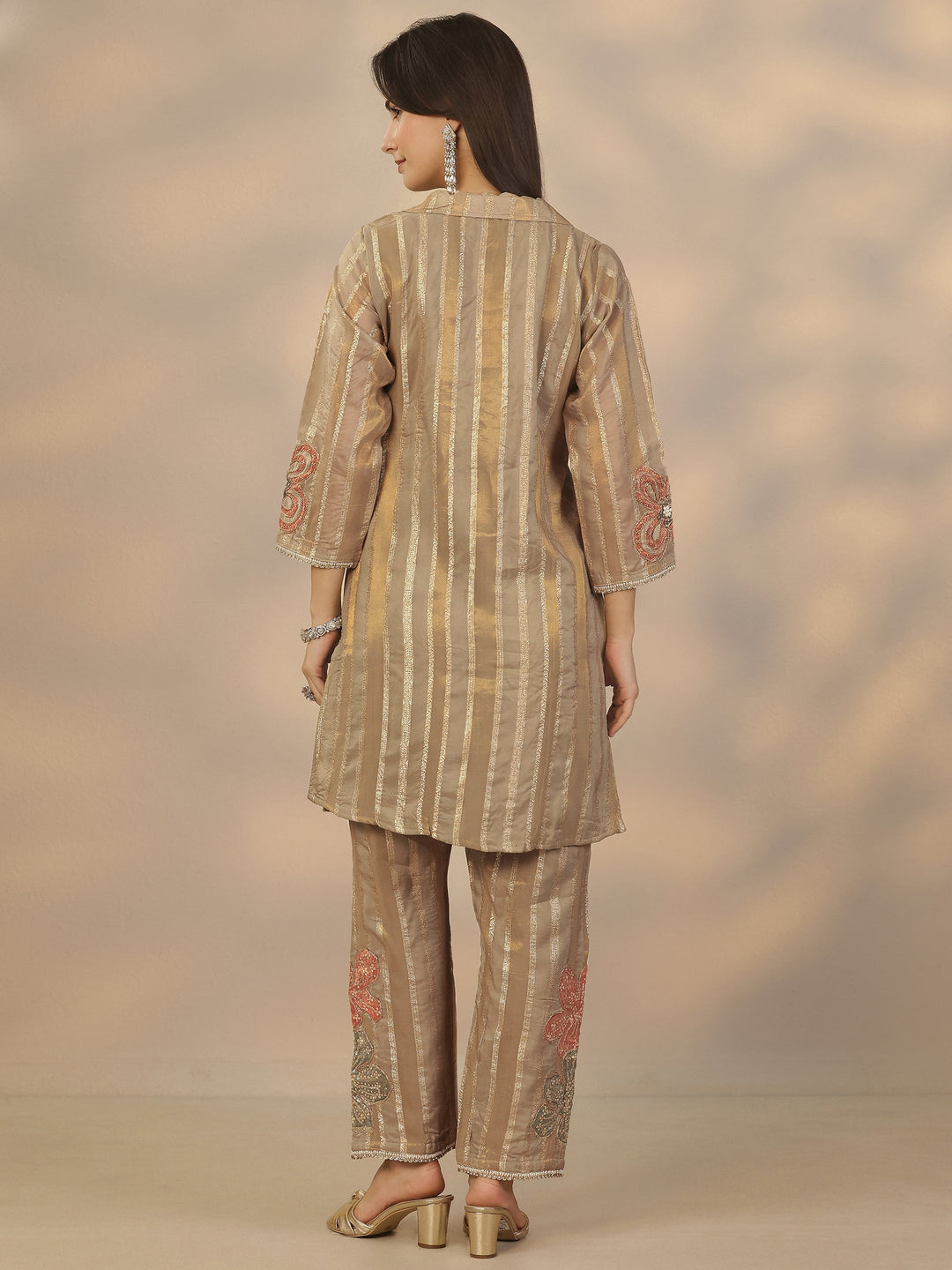 Grey Embroidered Organza Co-Ord Sets