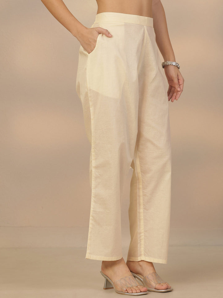 Off White Woven Design Silk Blend Straight Suit Set With Dupatta
