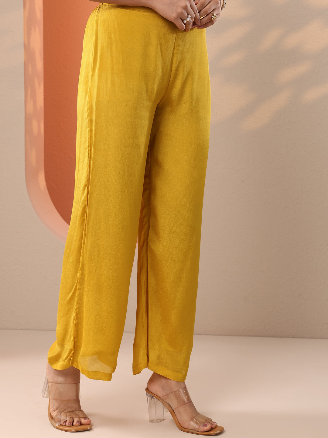 Yellow Embroidered Chinon Straight Suit Set With Dupatta