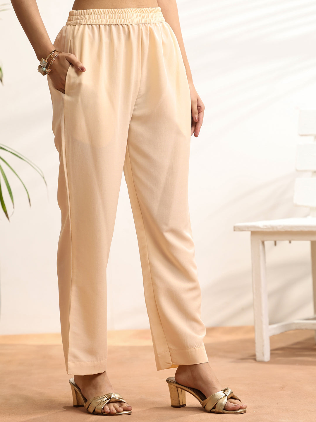 Off White Embroidered Silk Blend Straight Suit Set With Dupatta