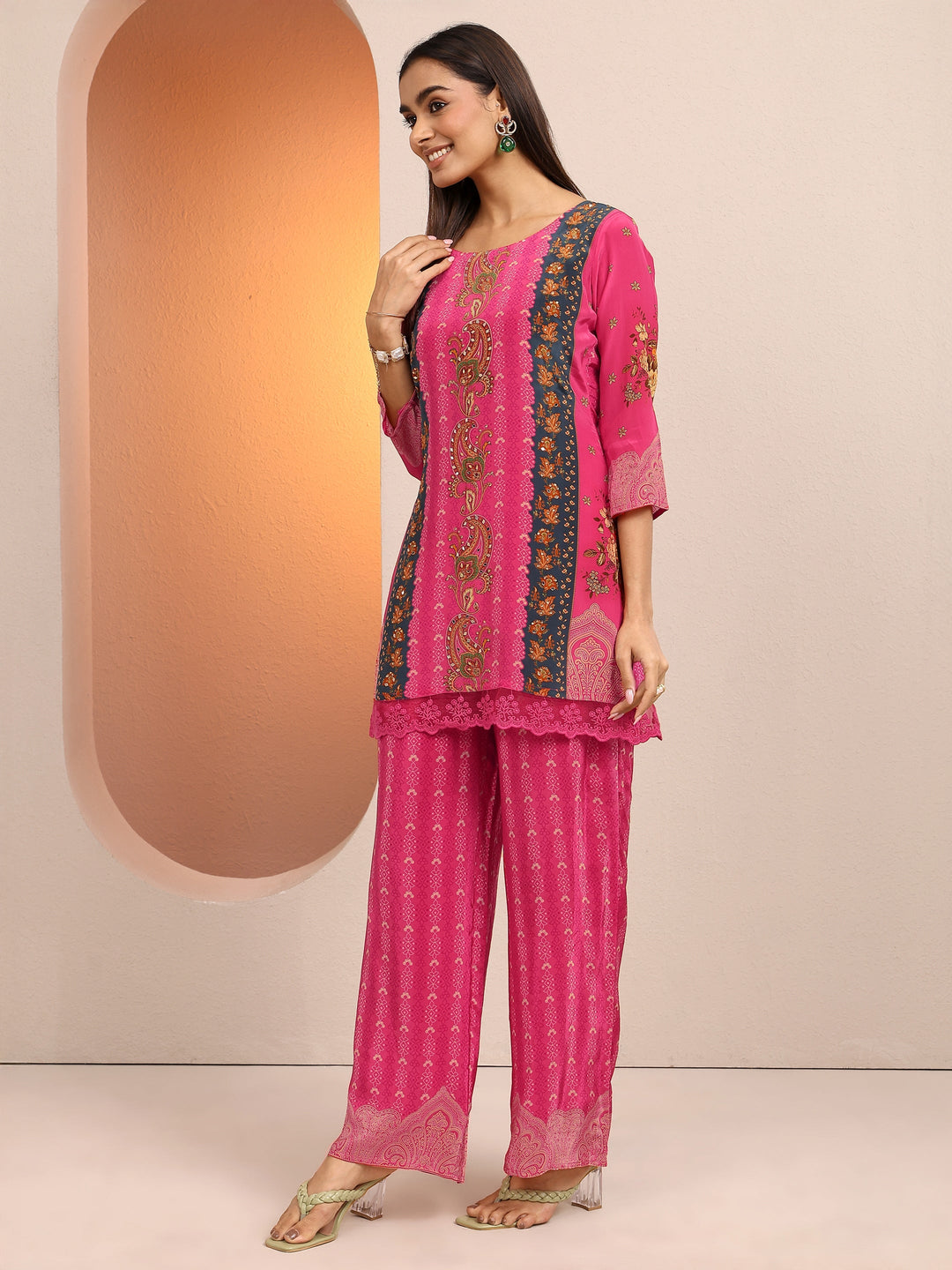 Pink Printed Crepe Co-Ord Sets