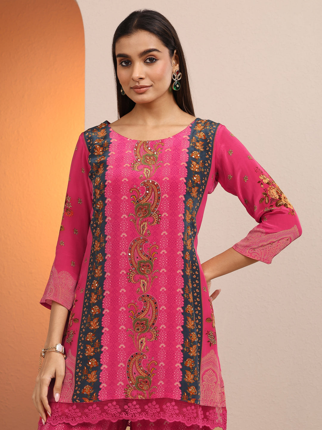 Pink Printed Crepe Co-Ord Sets