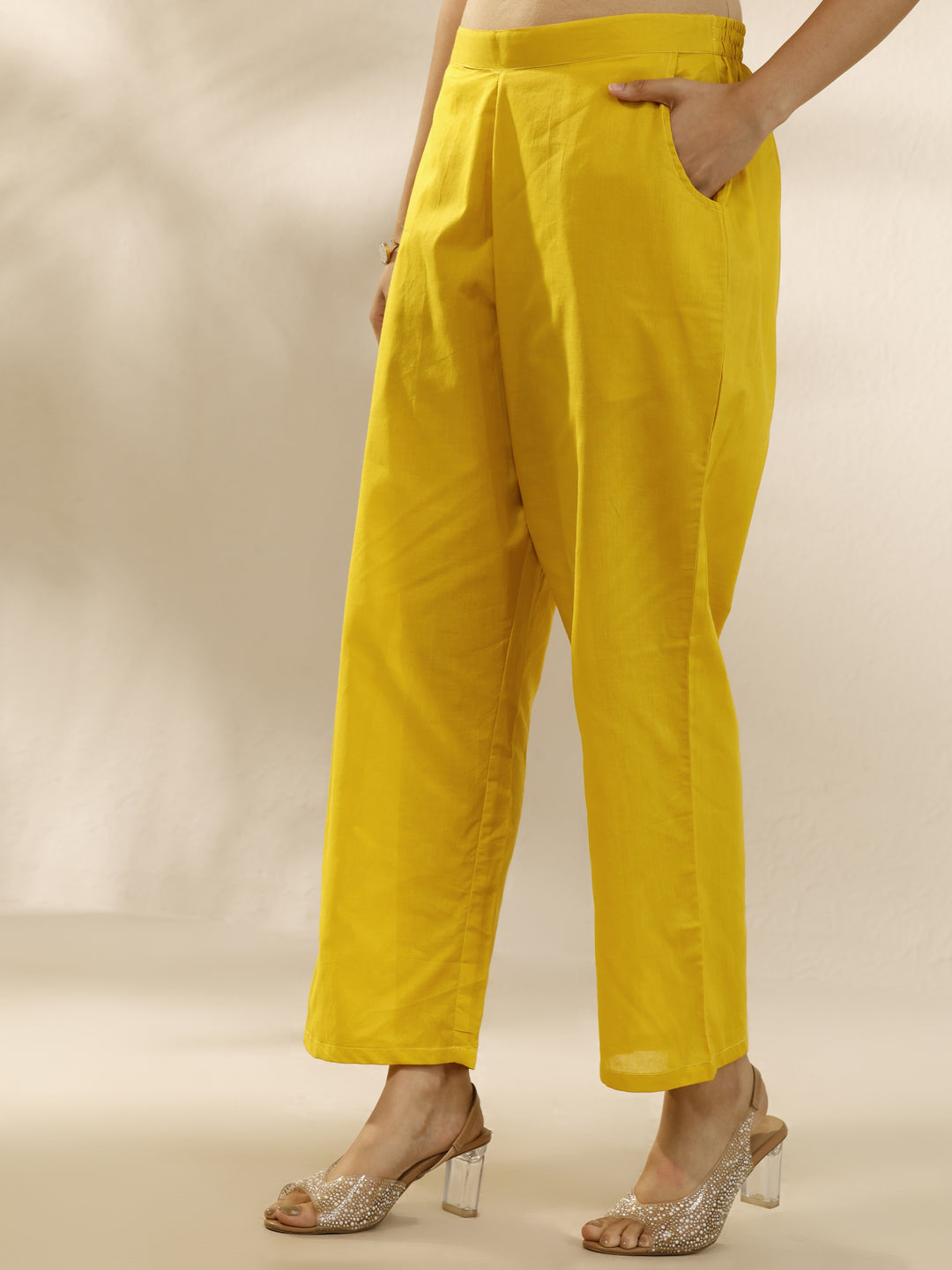 Mustard Embroidered Silk Blend Straight Suit Set With Dupatta