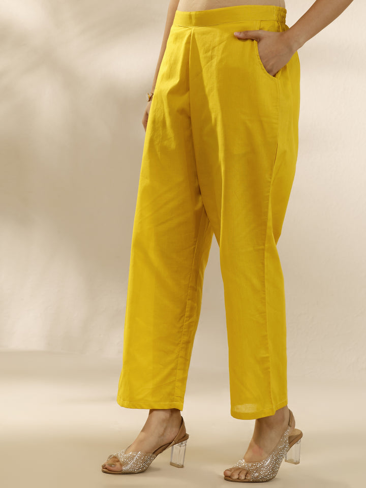 Mustard Embroidered Silk Blend Straight Suit Set With Dupatta