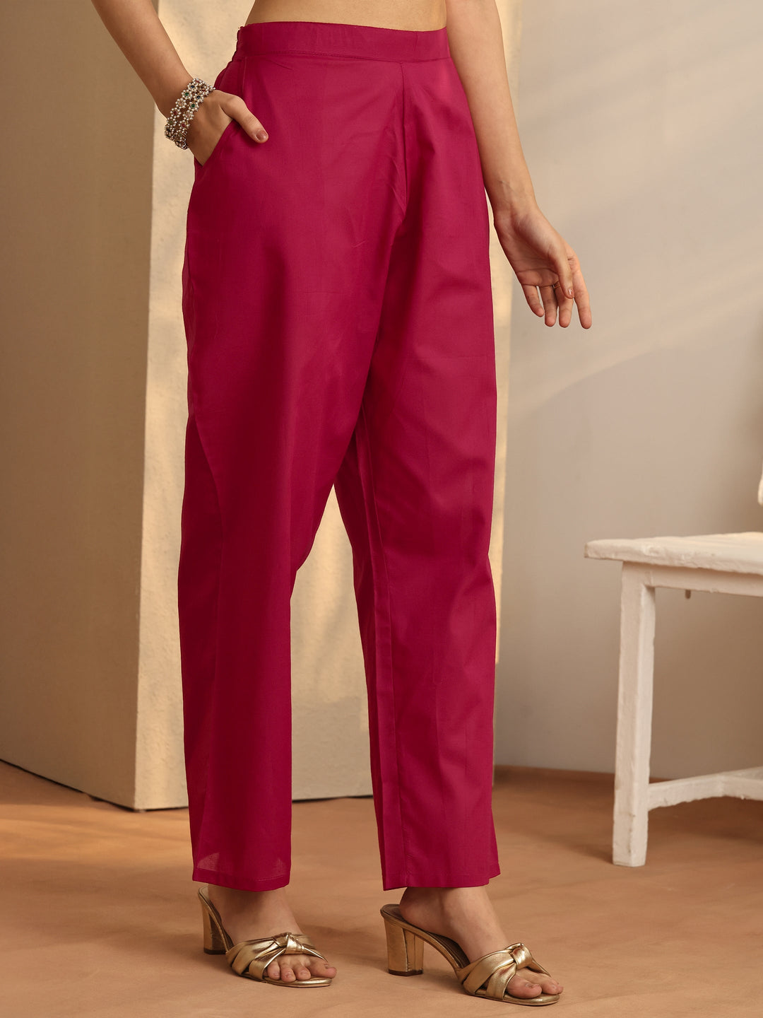 Maroon Embellished Silk Blend Straight Suit Set With Dupatta