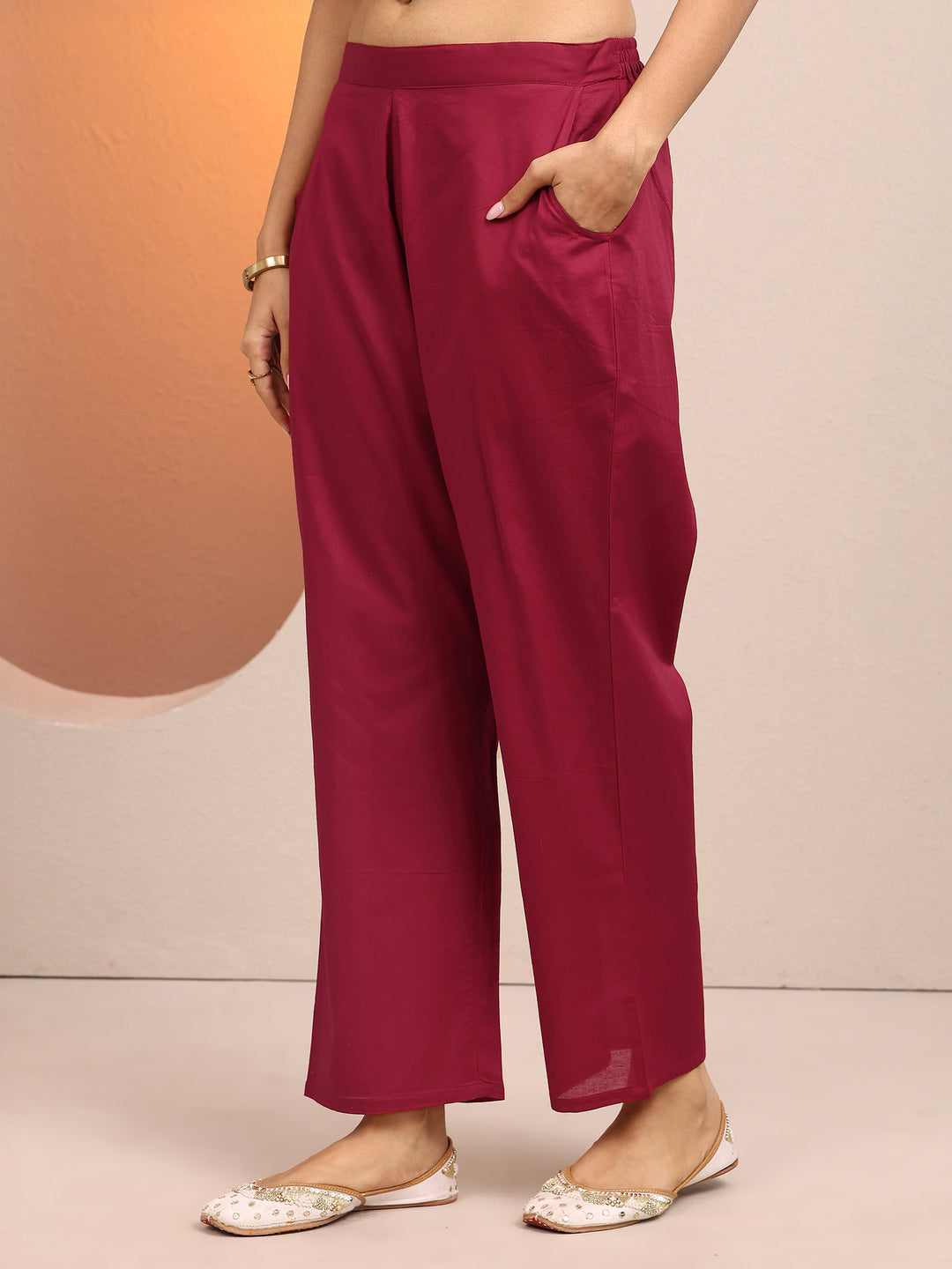 Maroon Embroidered Silk blend Straight Suit Set With Dupatta