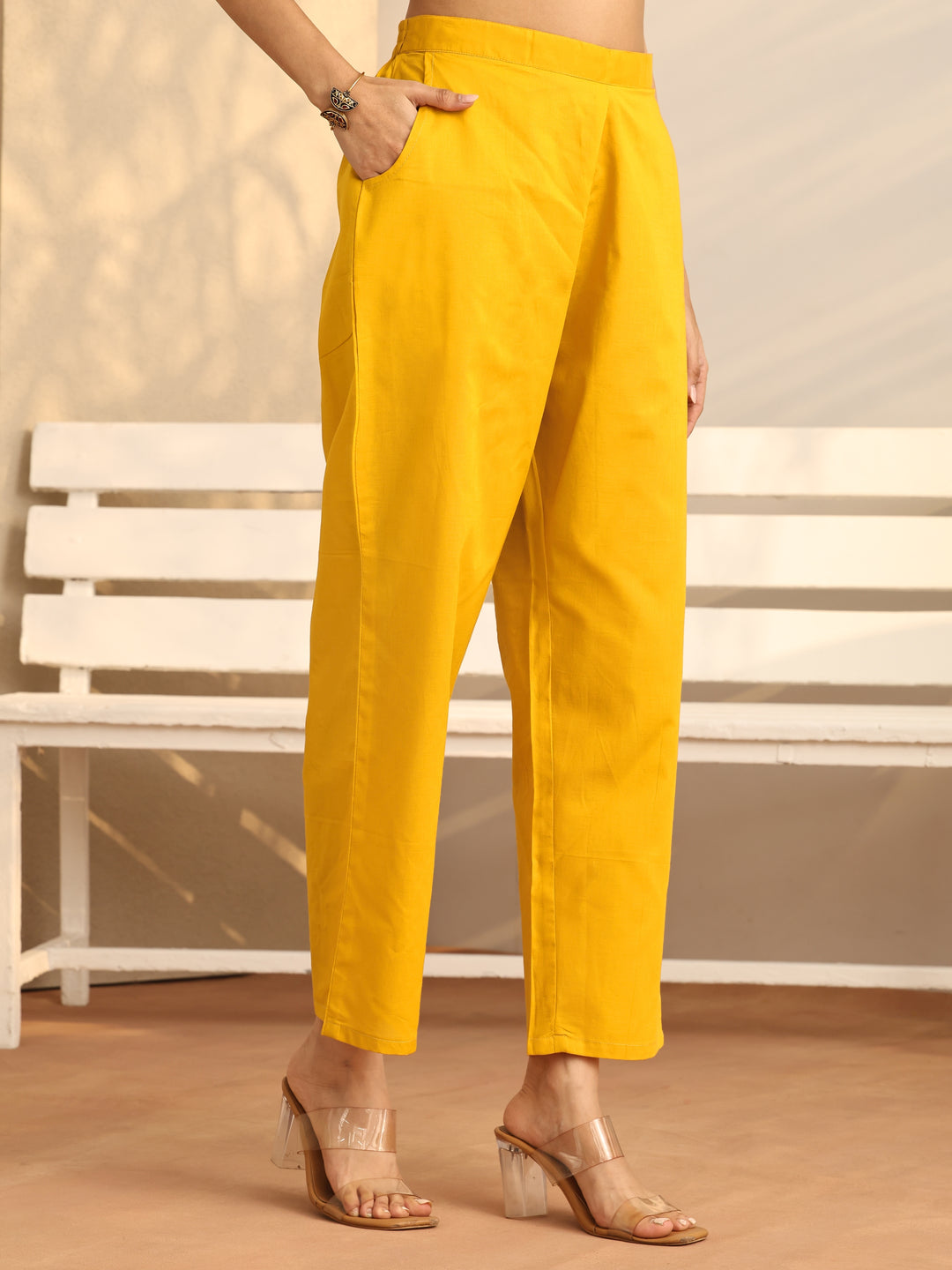 Mustard Embroidered Silk Blend Straight Suit Set With Dupatta