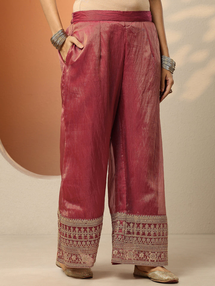 Libas Art Pink Embroidered Organza Straight Suit Set With Dupatta