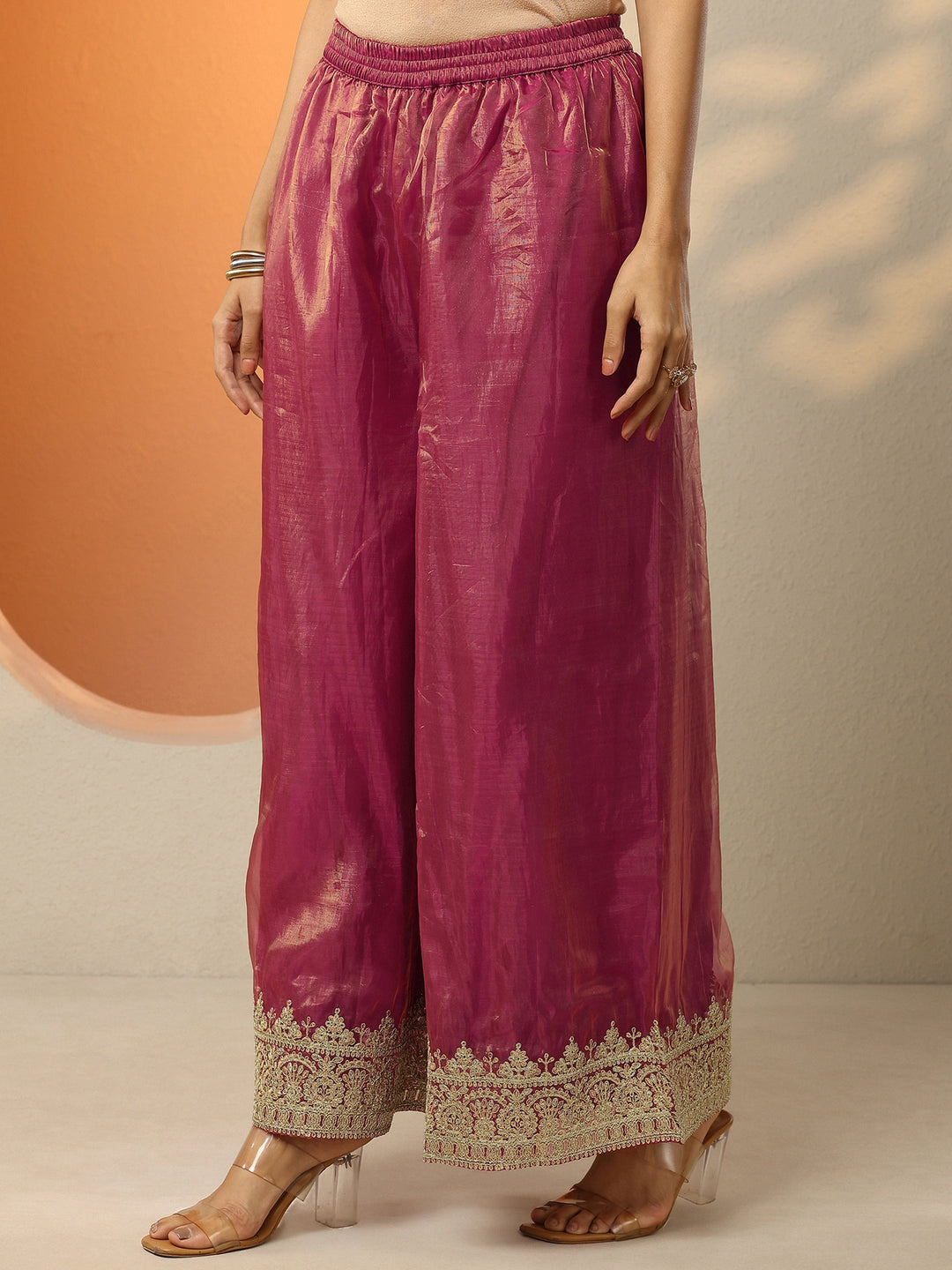 Libas Art Pink Embroidered Organza Straight Suit Set With Dupatta