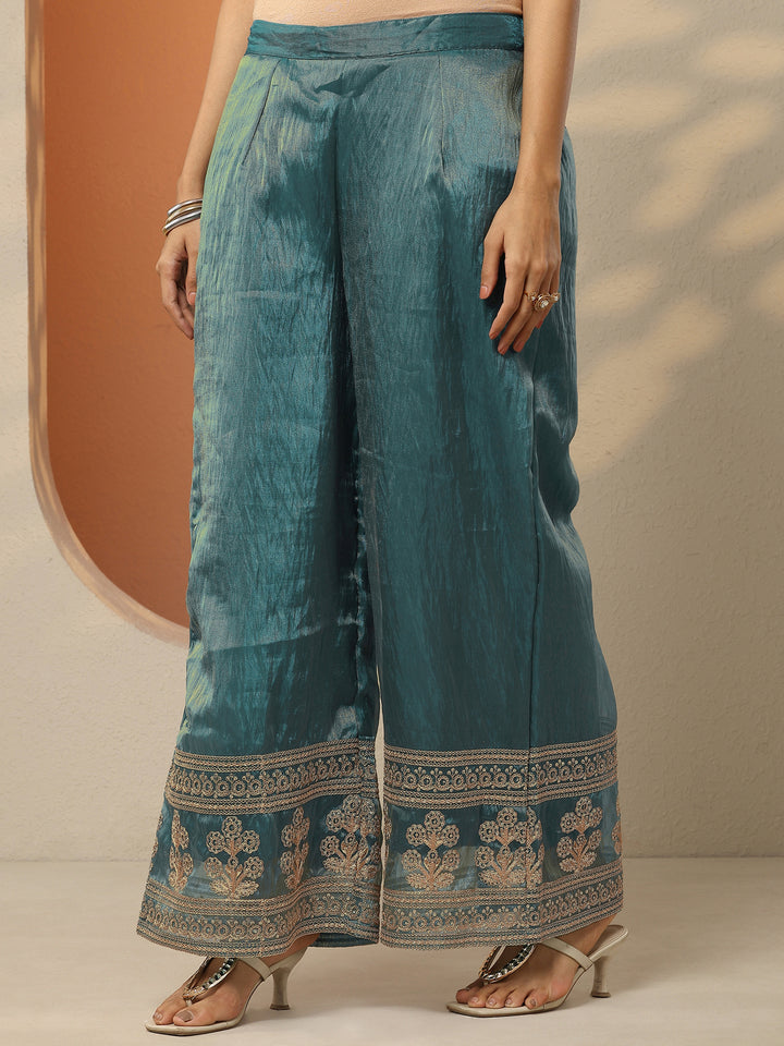 Libas Art Green Embroidered Organza Straight Suit Set With Dupatta