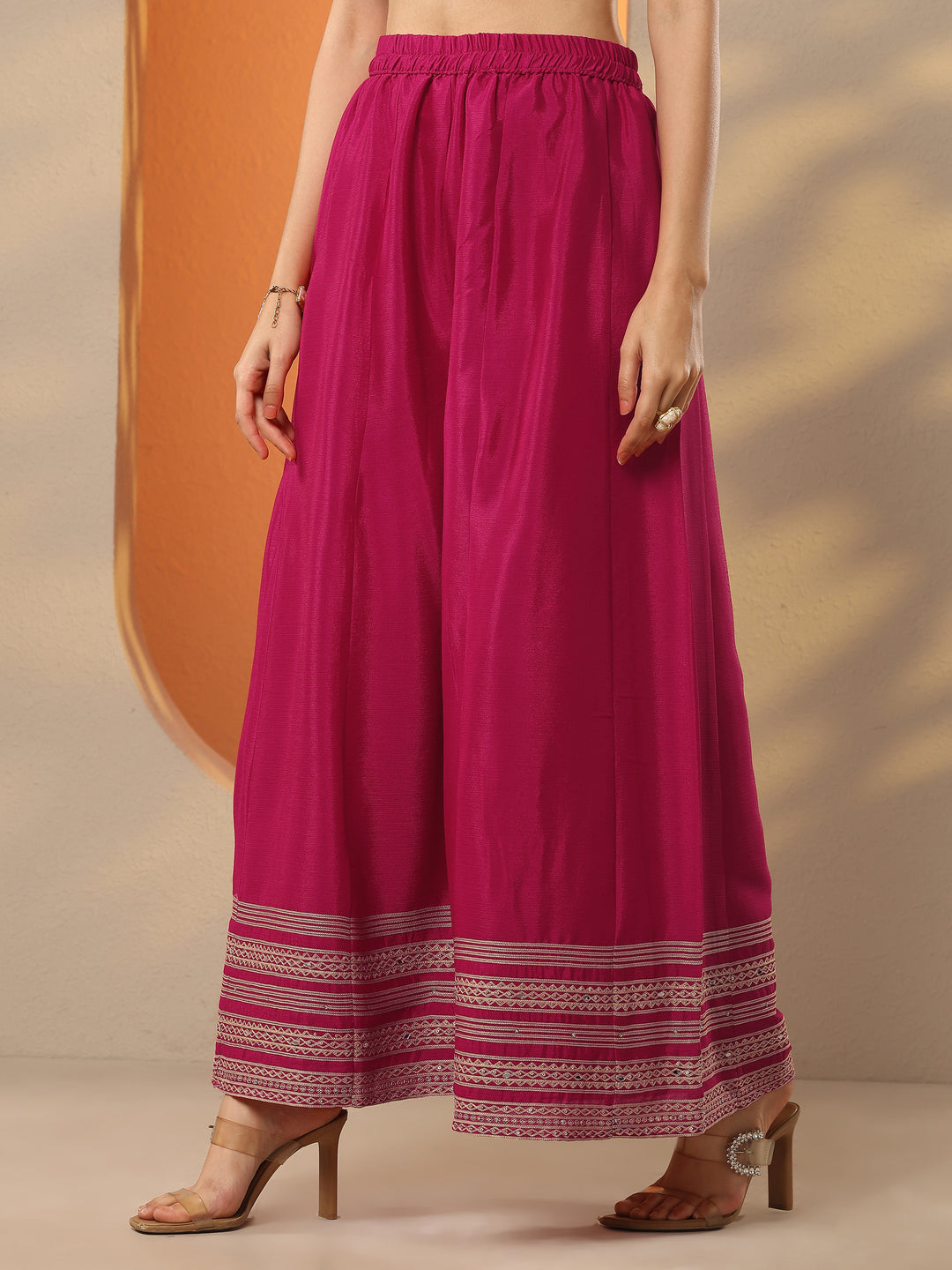 Libas Art Pink Embroidered Chinon Straight Suit Set With Dupatta