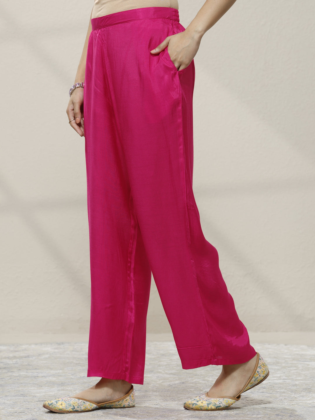 Pink Printed Chinon Straight Suit Set With Dupatta