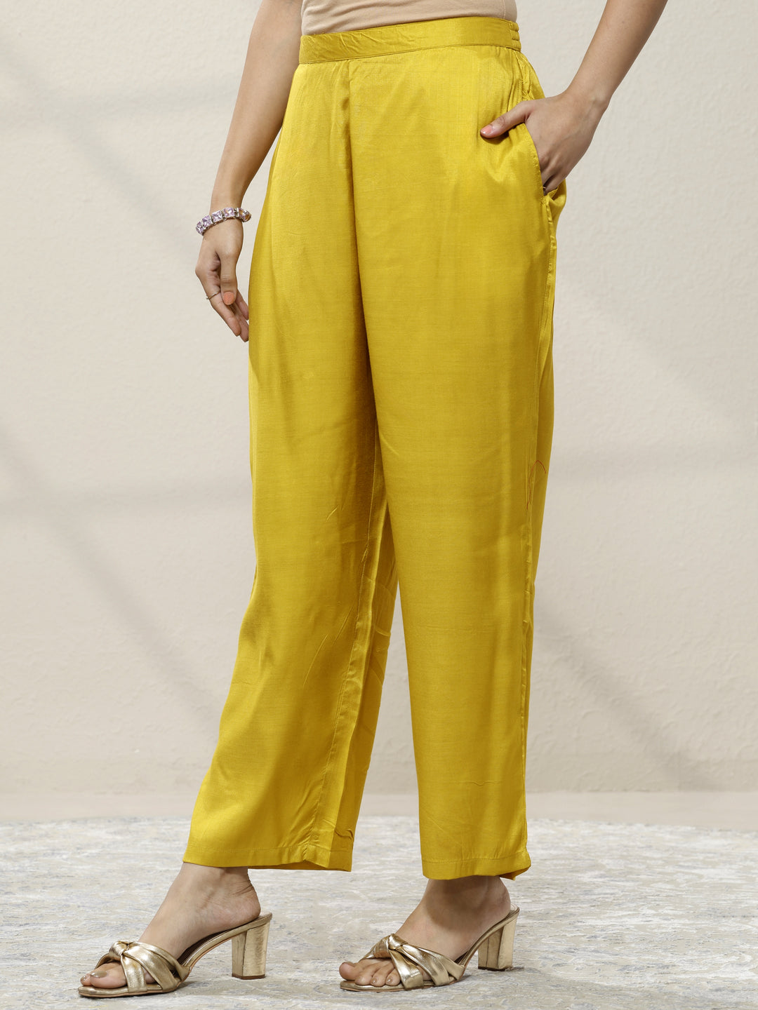 Mustard Printed Chinon Straight Suit Set With Dupatta