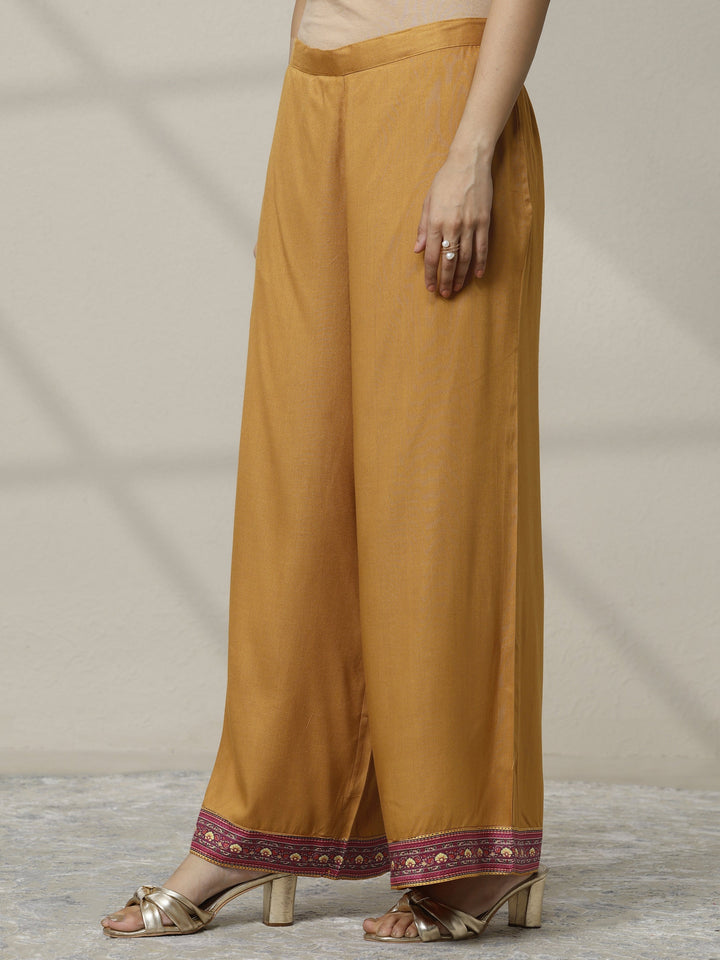 Mustard Printed Muslin Straight Suit Set With Dupatta
