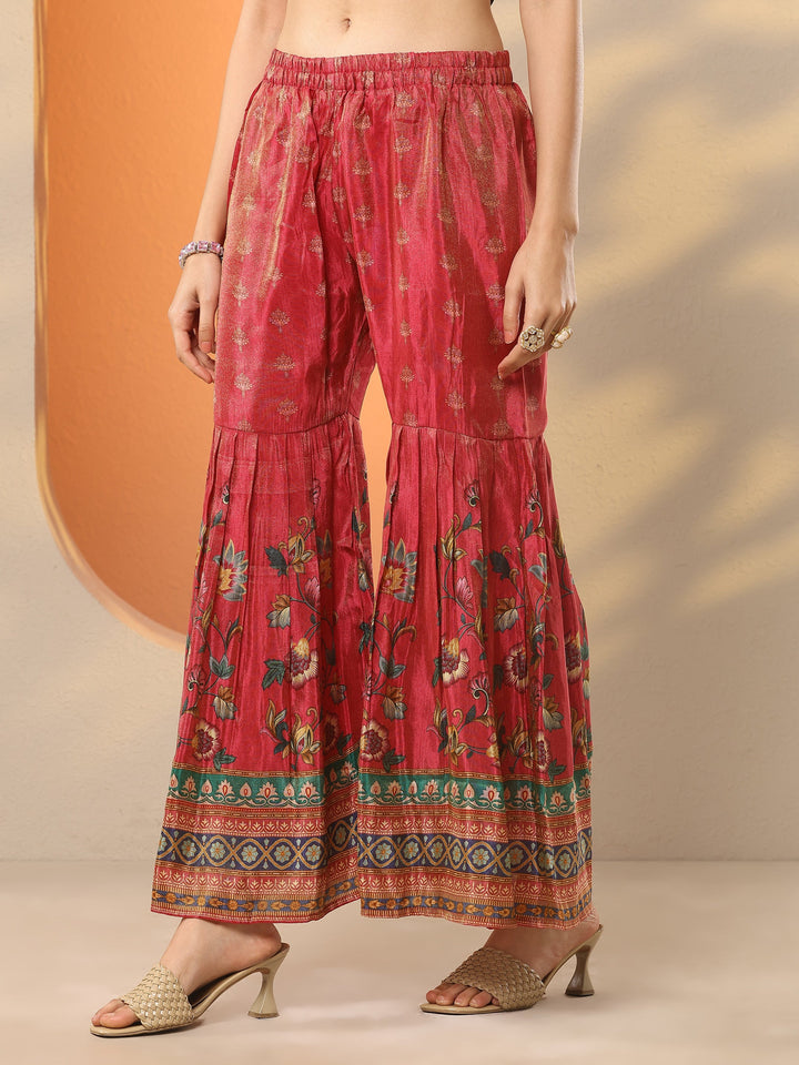 Green Printed Silk Blend A-Line Kurta Set