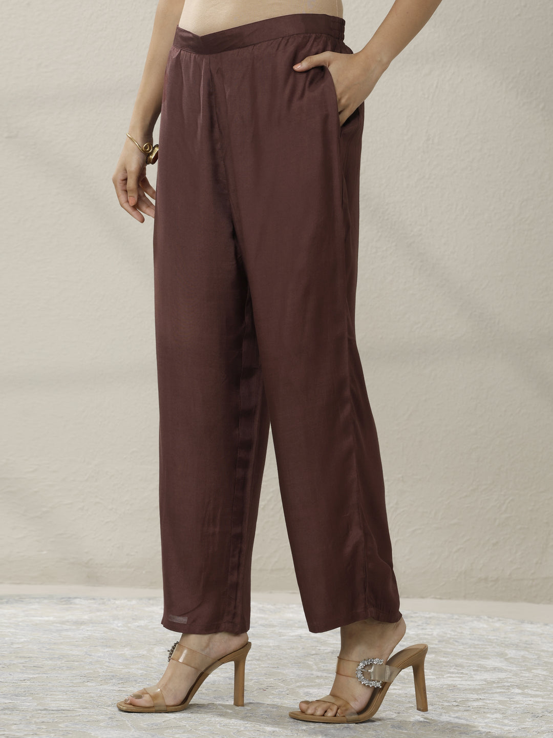 Rust Printed Muslin Straight Suit Set With Dupatta