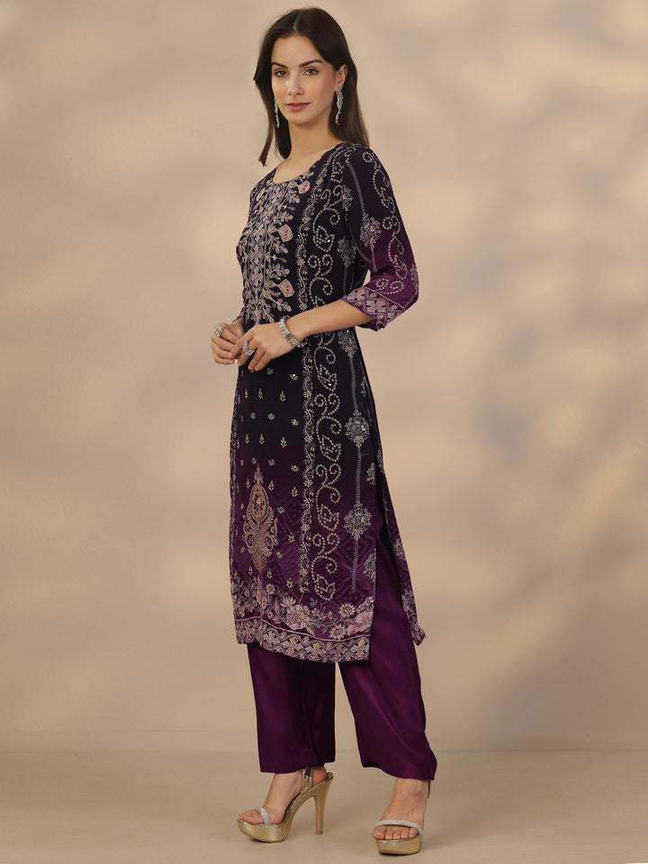 Black Printed Muslin Straight Suit Set With Dupatta