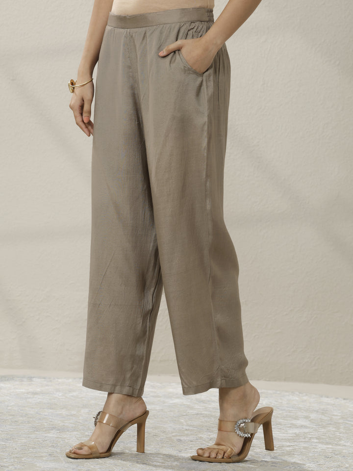 Grey Printed Muslin Straight Suit Set With Dupatta