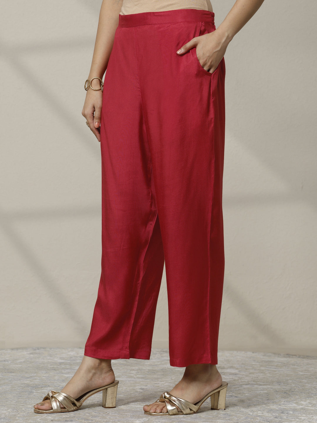 Red Printed Muslin Straight Suit Set With Dupatta