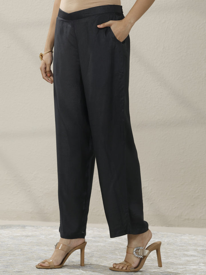 Black Printed Muslin Straight Suit Set With Dupatta