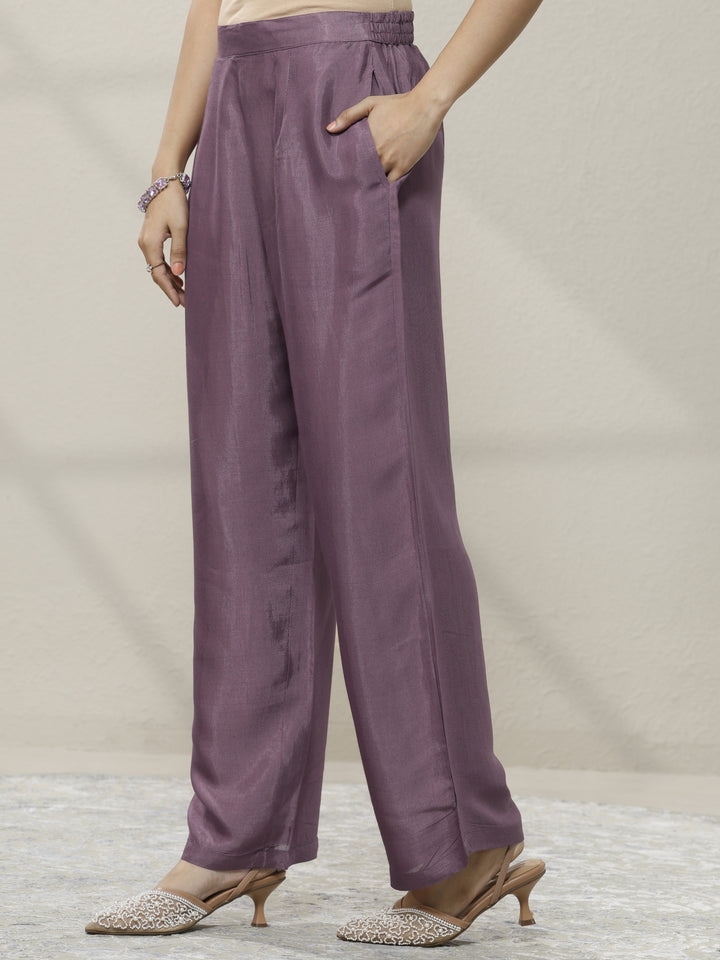 Purple Embroidered Organza Straight Suit Set With Dupatta