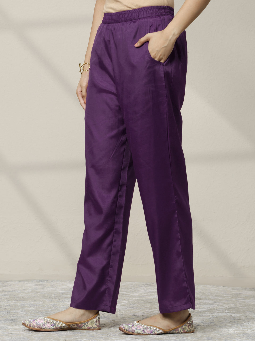 Purple Embroidered Organza Straight Suit Set With Dupatta