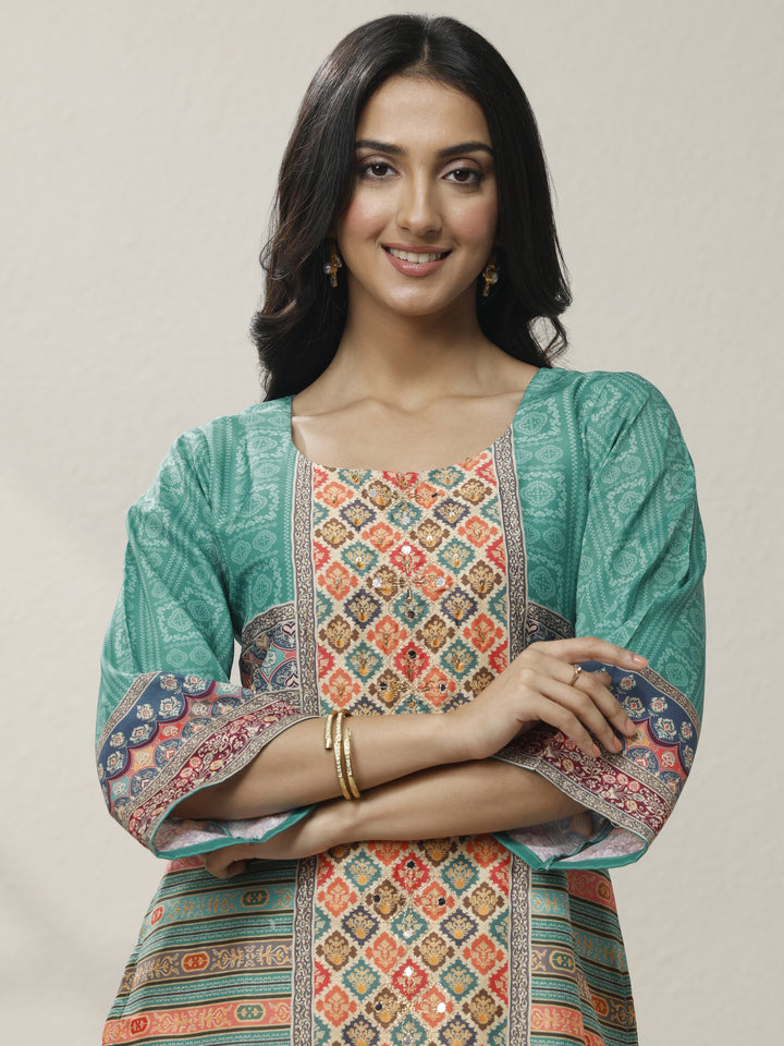 Multi Printed Crepe Straight Suit Set With Dupatta