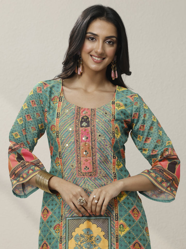 Multi Printed Crepe Straight Suit Set With Dupatta