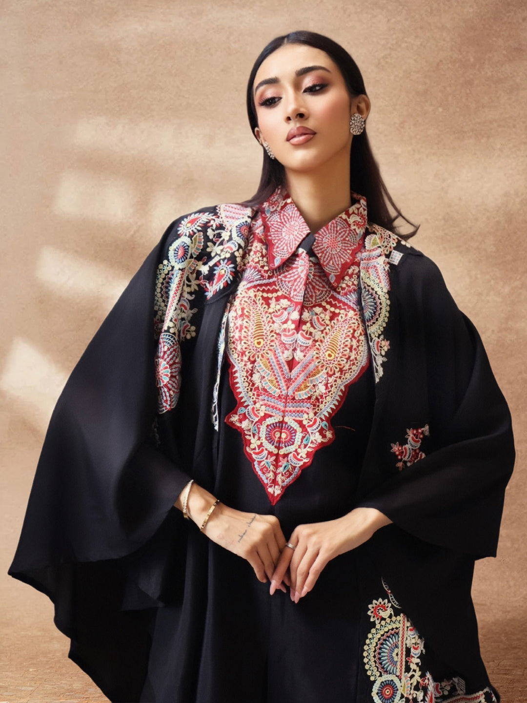 Libas Art Black Embroidered Crepe Co-Ord Set