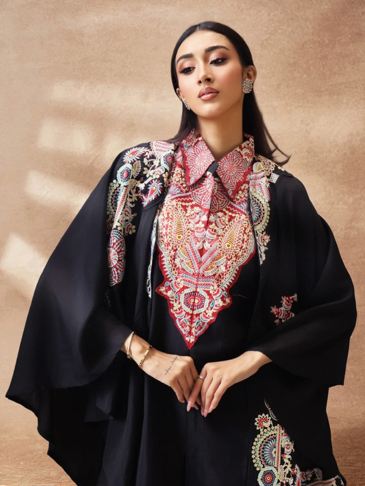 Libas Art Black Embroidered Crepe Co-Ord Set
