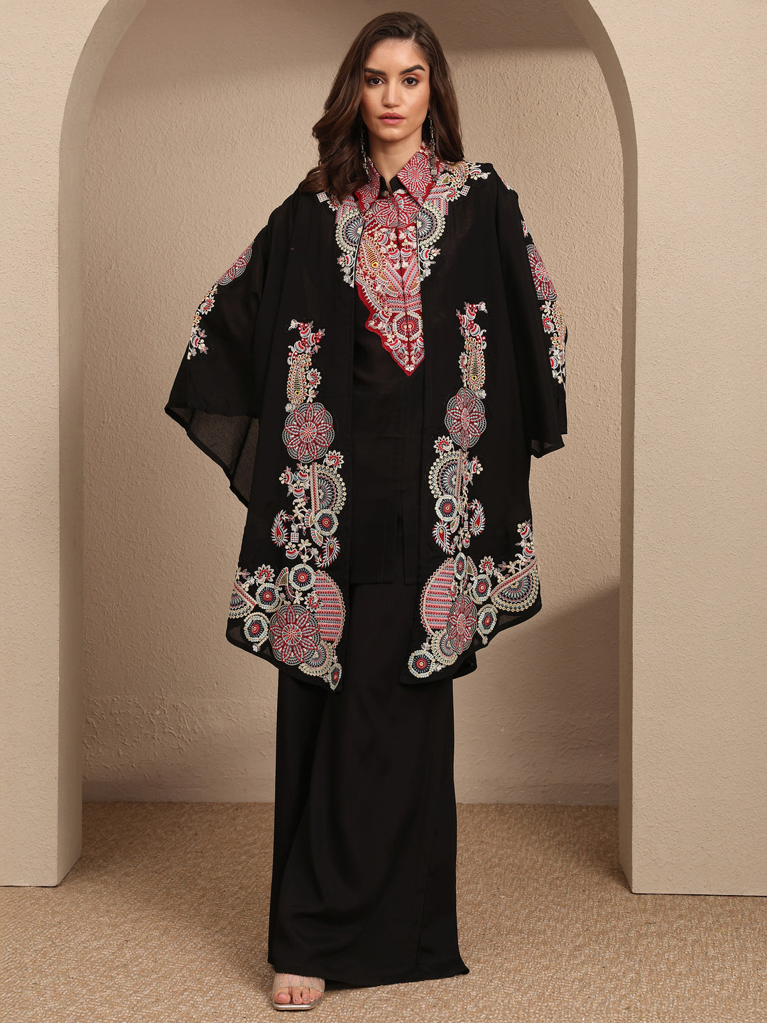 Libas Art Black Embroidered Crepe Co-Ord Set