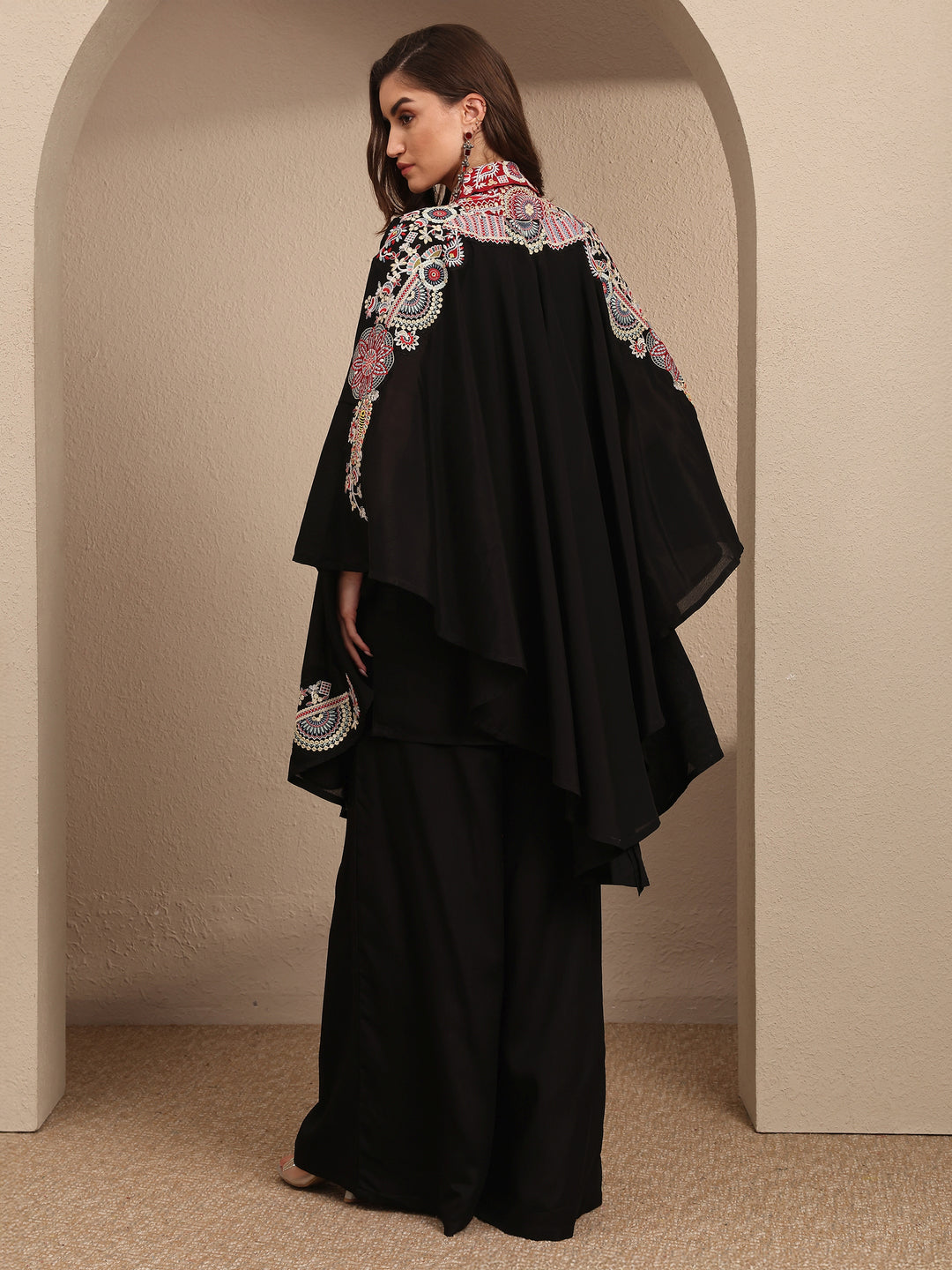 Libas Art Black Embroidered Crepe Co-Ord Set