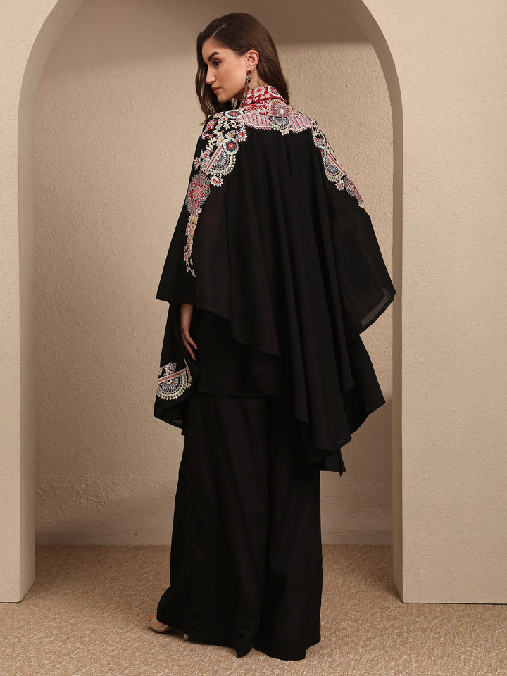 Libas Art Black Embroidered Crepe Co-Ord Set