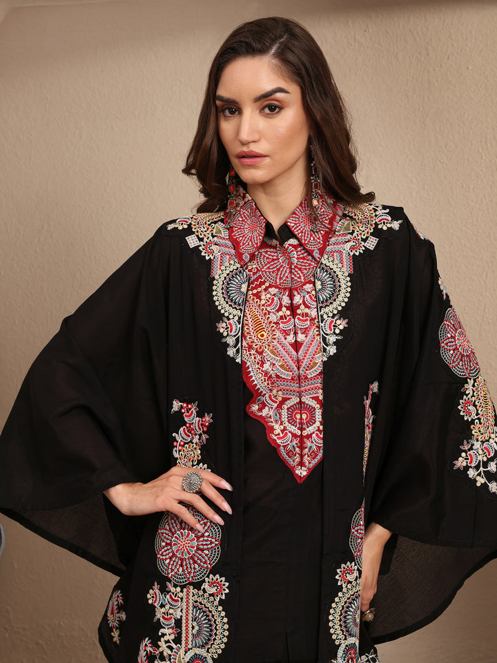 Libas Art Black Embroidered Crepe Co-Ord Set