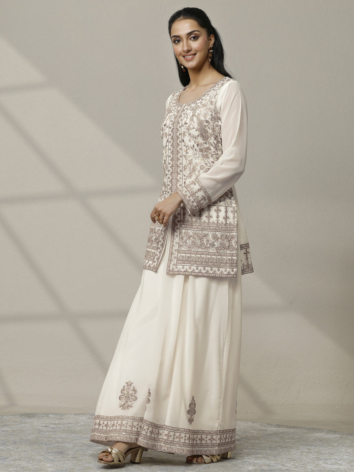 Libas Art Embroidered Georgette Straight Suit Set With Dupatta