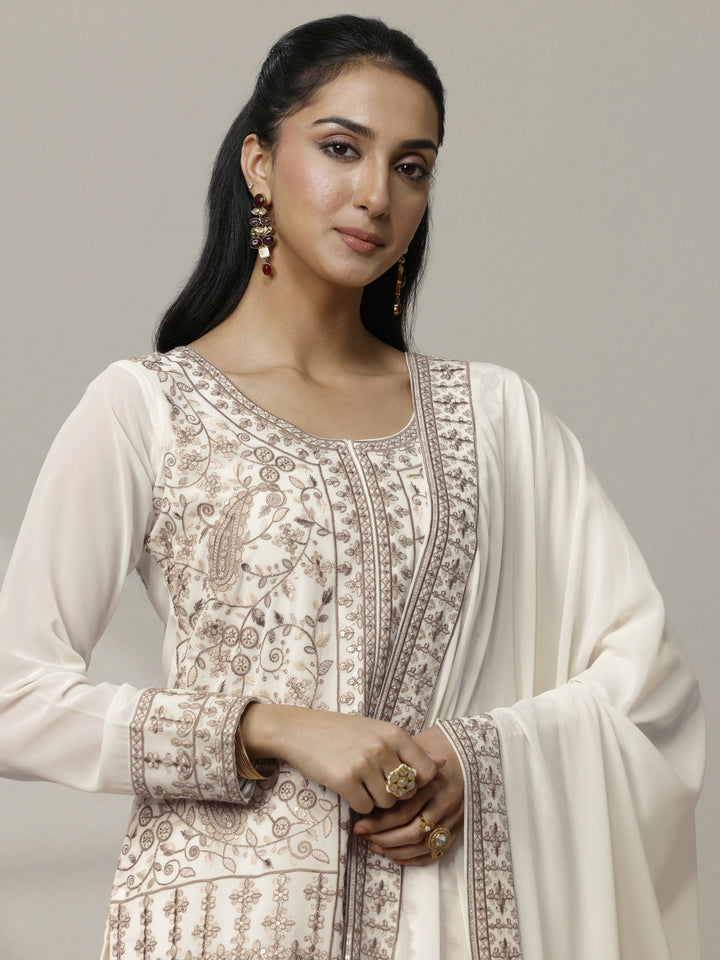 Libas Art Embroidered Georgette Straight Suit Set With Dupatta