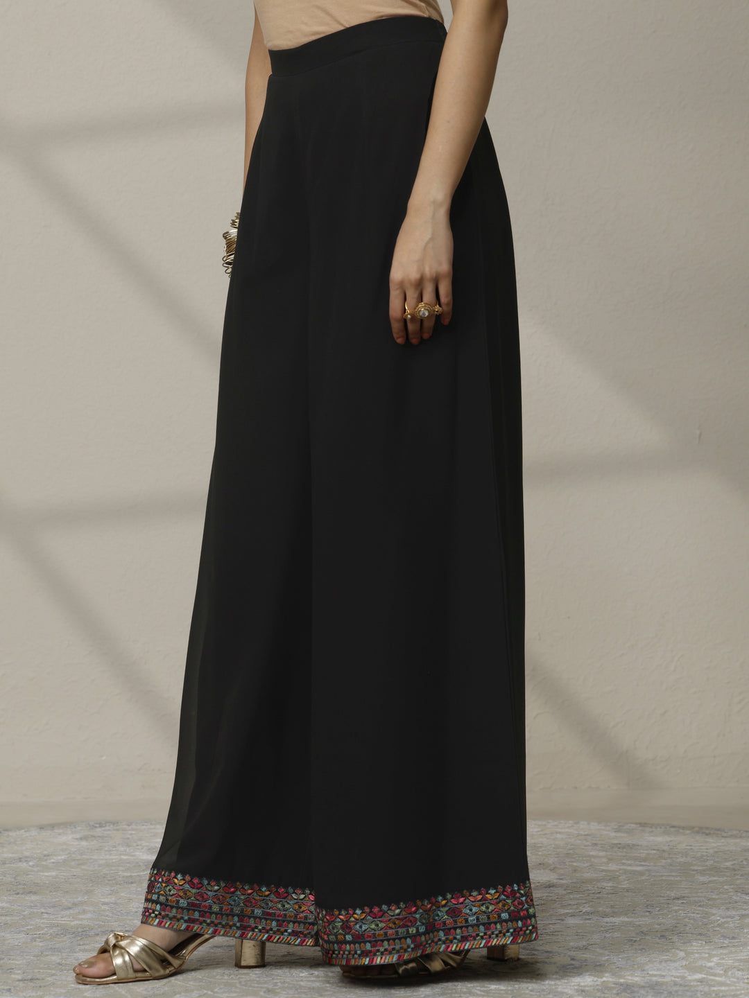 Libas Art Black Embroidered Georgette Suit Set With Dupatta