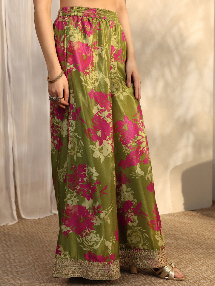 Green Printed Chinon Straight Suit Set With Dupatta