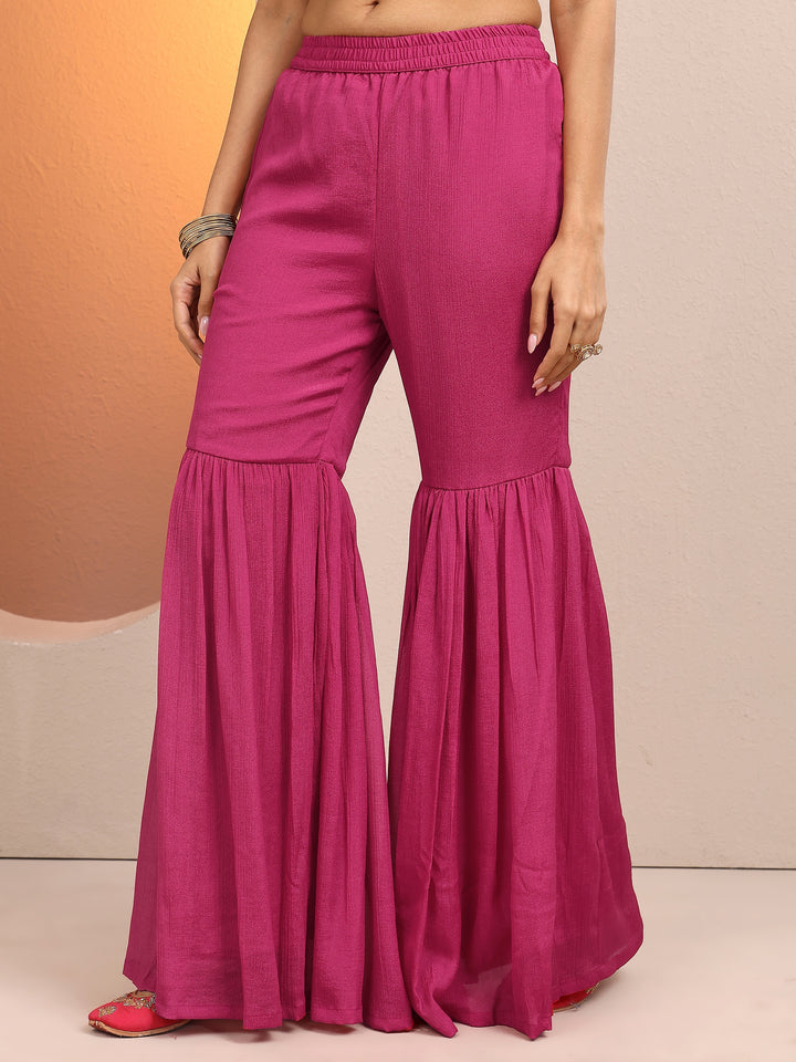 Pink Printed Chinon Straight Suit Set With Dupatta