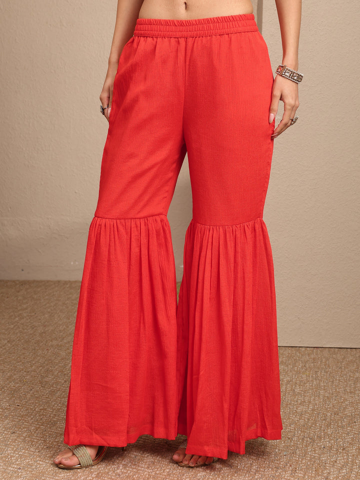 Orange Bandhani Printed Chinon Straight Sharara Suit Set With Dupatta