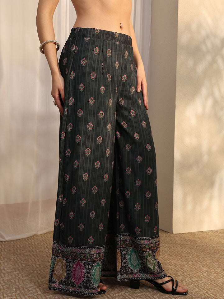 Grey Printed Chinon Straight Suit Set With Dupatta