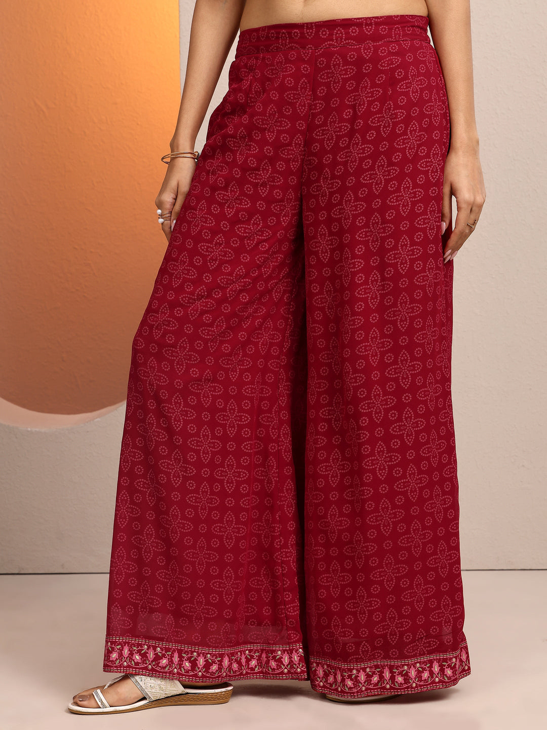 Red Printed Georgette Anarkali Suit Set With Dupatta