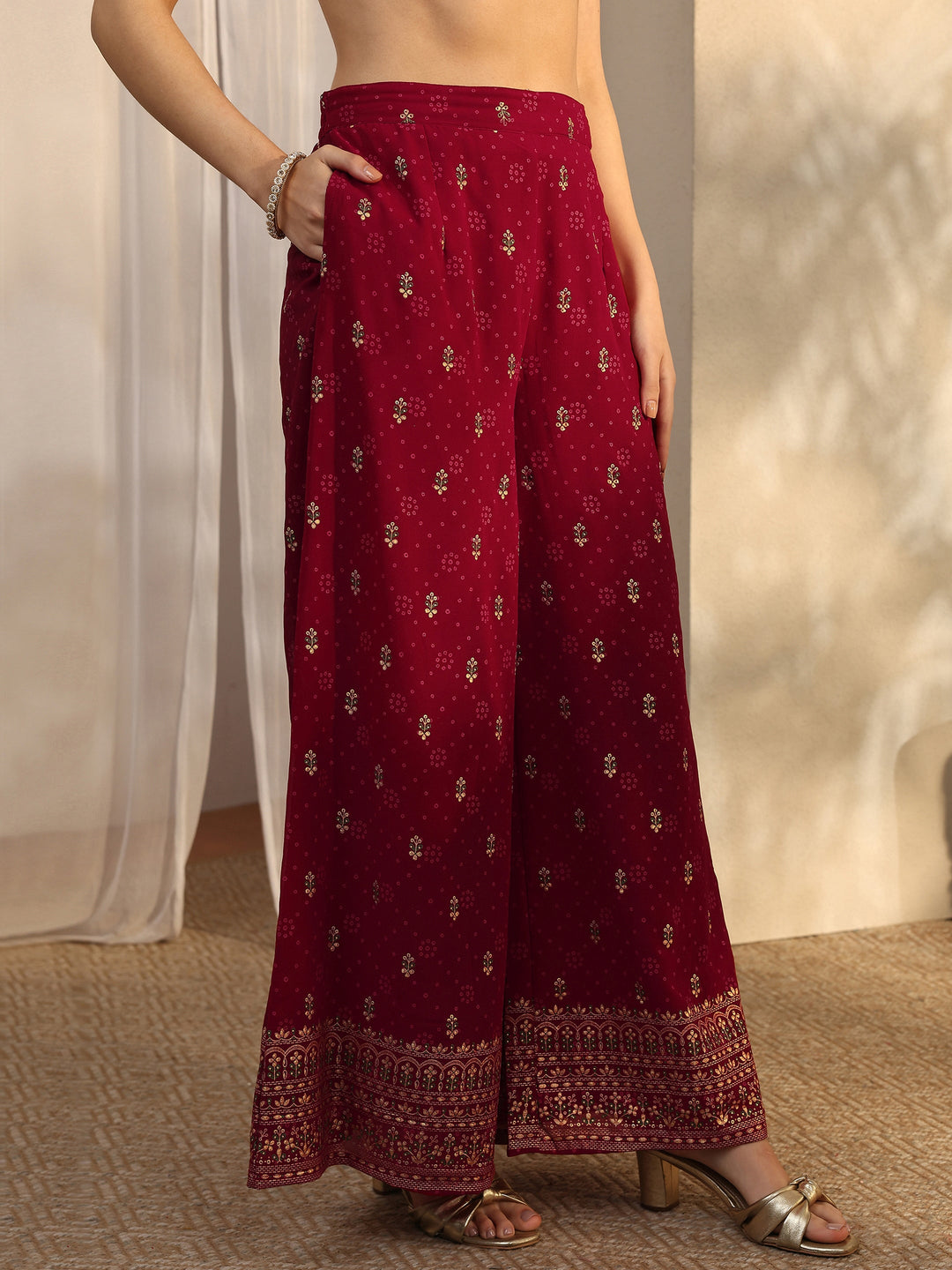 Red Embroidered Georgette Straight Suit Set With Dupatta